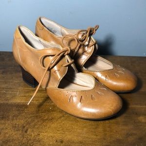 Miz Mooz New York  City heeled Fordham brown cutout leather shoes